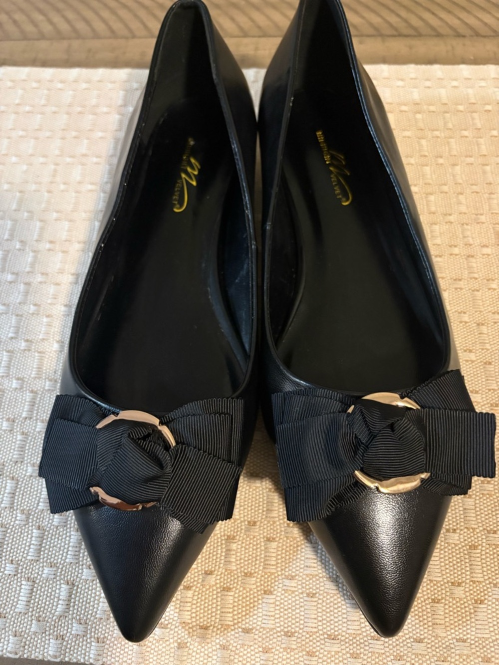 Midnight Velvet Black Pointed-Toe Bow Heels - Picture 6 of 16
